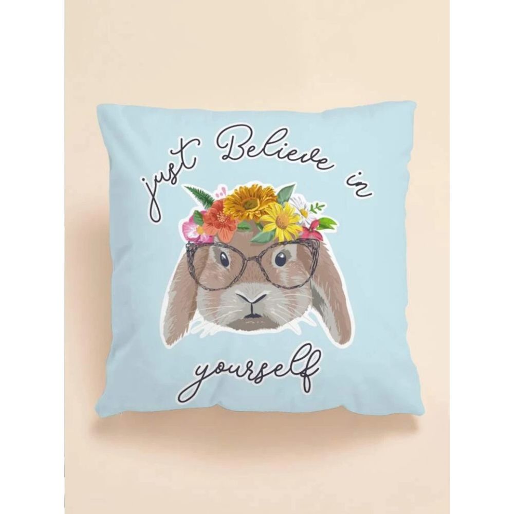 Bunny Pillow Cover JUST BELIEVE IN YOURSELF cute